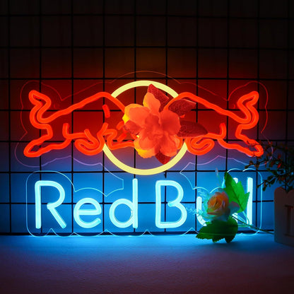 LED Neon Gaming Wall Light Signs – Mario, Hello Kitty, Kirby, Arcade & Gamer Controller Room Decor - General Equipment with Red Bull Style LED Neon Sign ~38–43cm (~15″–17″) | Sold by Uncle Wiener's Wholesale