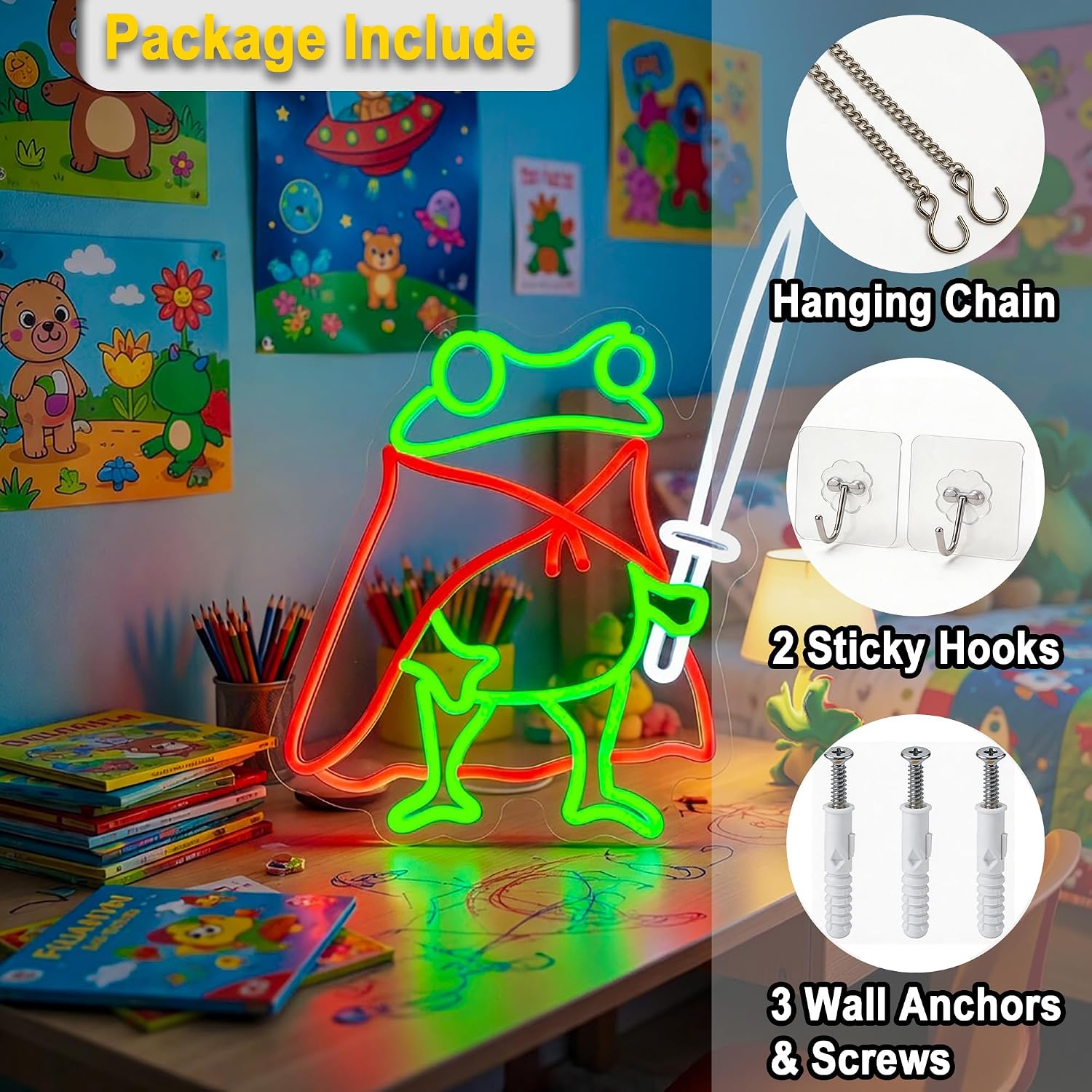 LED Neon Gaming Wall Light Signs – Mario, Hello Kitty, Kirby, Arcade & Gamer Controller Room Decor - General Equipment with Frog Knight LED Neon Sign 33×40.3cm (13″×15.9″) | Sold by Uncle Wiener's Wholesale