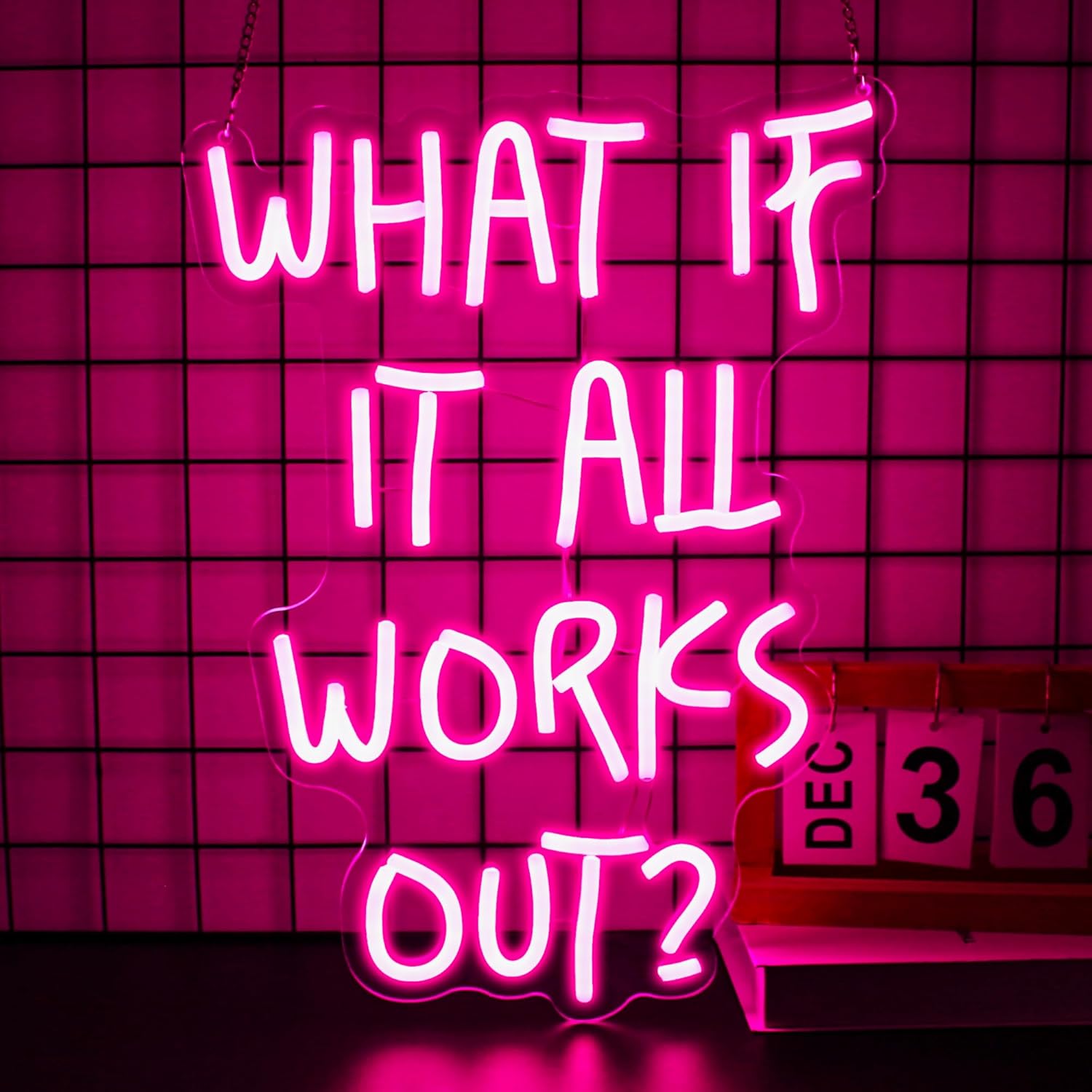 LED Neon Gaming Wall Light Signs – Mario, Hello Kitty, Kirby, Arcade & Gamer Controller Room Decor - General Equipment with What If It All Works Out LED Neon Sign 31.2×42.5cm (12.3″×16.7″) | Sold by Uncle Wiener's Wholesale