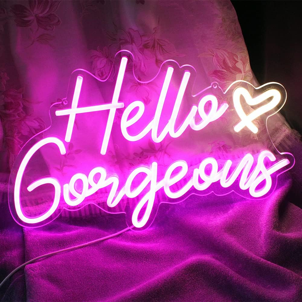 LED Neon Gaming Wall Light Signs – Mario, Hello Kitty, Kirby, Arcade & Gamer Controller Room Decor - General Equipment with Hello Gorgeous LED Neon Sign ~38cm (~15″) | Sold by Uncle Wiener's Wholesale