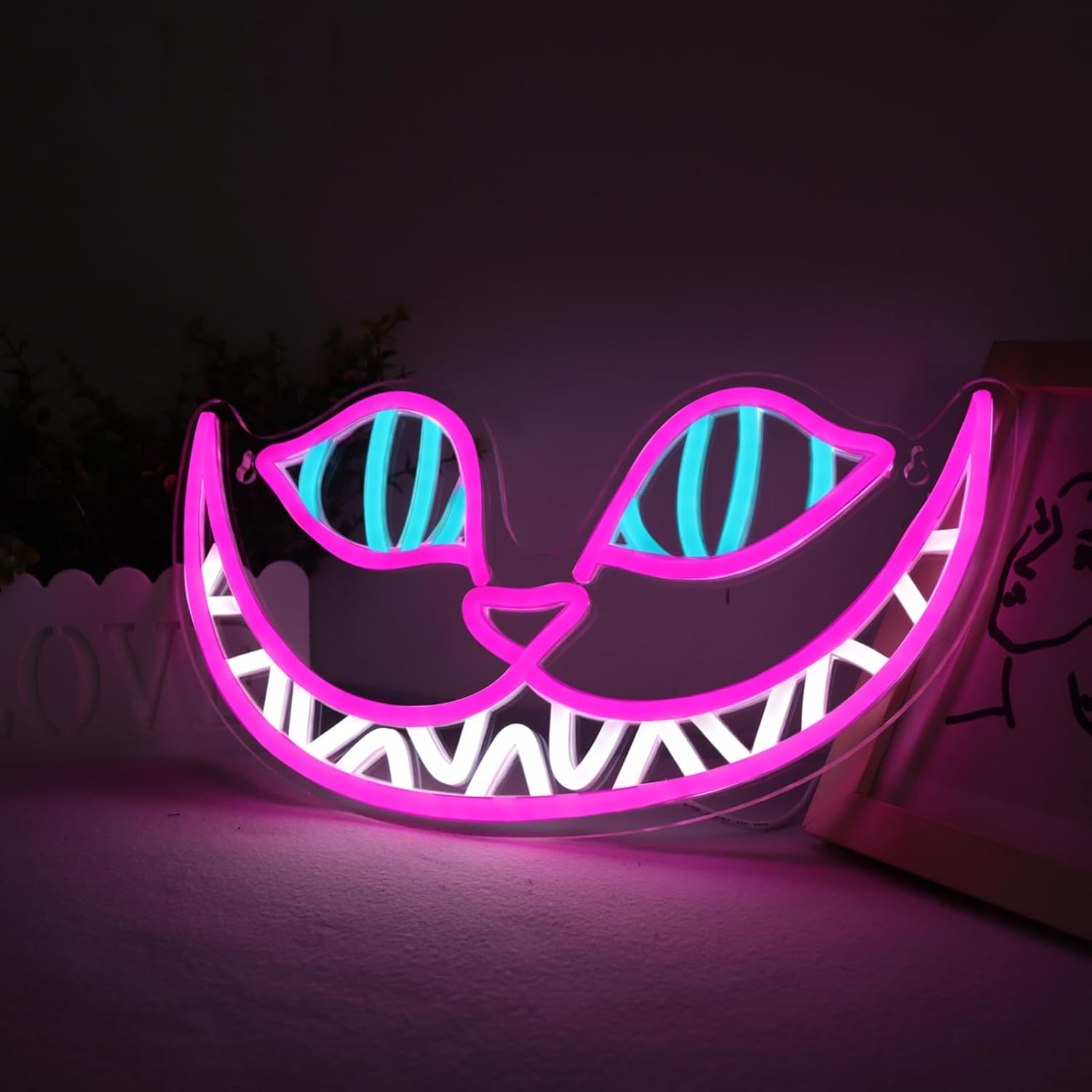 LED Neon Gaming Wall Light Signs – Mario, Hello Kitty, Kirby, Arcade & Gamer Controller Room Decor - General Equipment with Cheshire Cat Smile LED Neon Sign 43.2×23cm (17″×9.1″) | Sold by Uncle Wiener's Wholesale