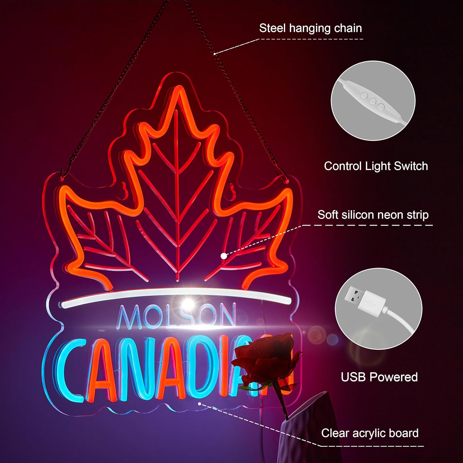 LED Neon Gaming Wall Light Signs – Mario, Hello Kitty, Kirby, Arcade & Gamer Controller Room Decor - General Equipment with Montreal Canadiens LED Neon Sign 40x27.6cm (15.7