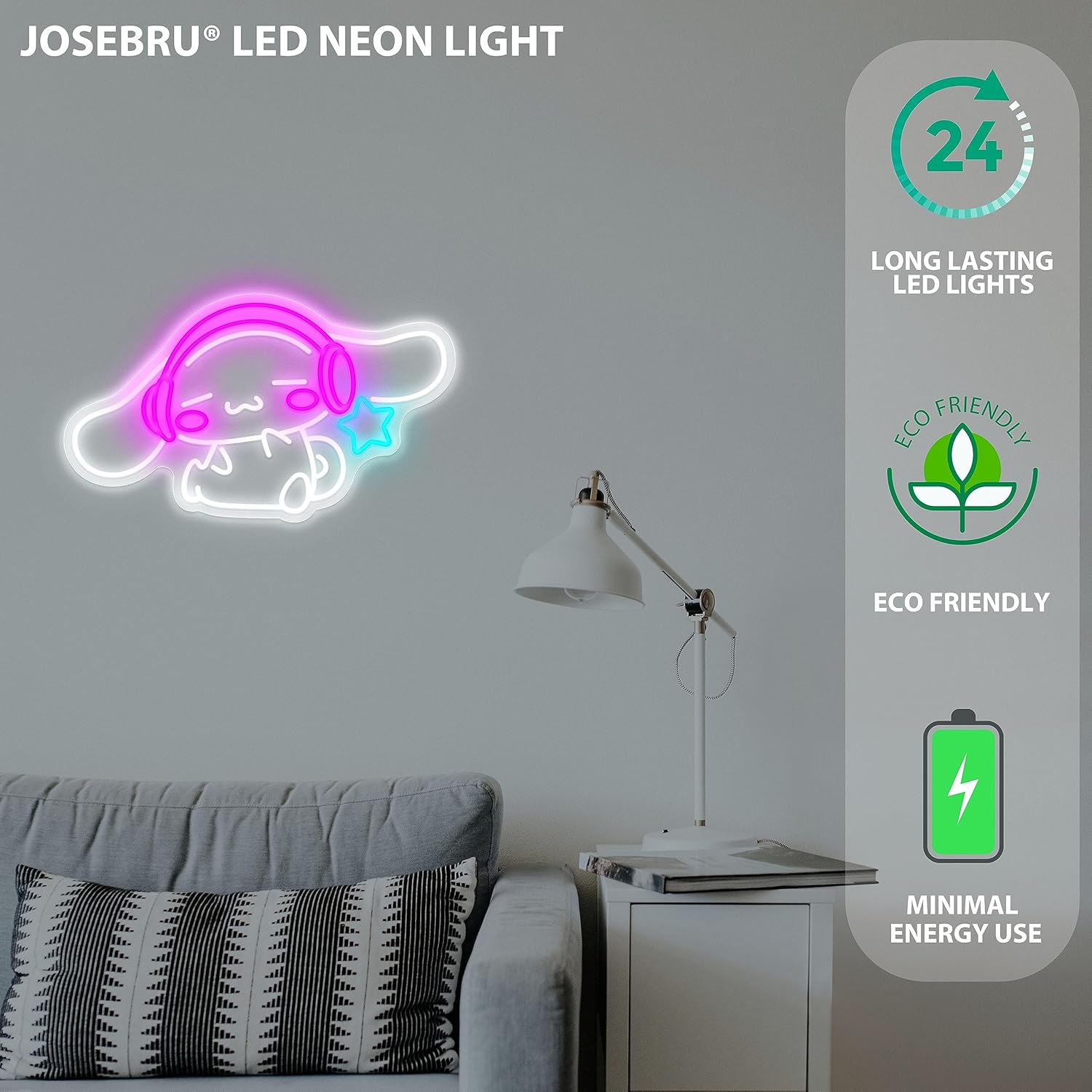 LED Neon Gaming Wall Light Signs – Mario, Hello Kitty, Kirby, Arcade & Gamer Controller Room Decor - General Equipment with Cinnamoroll with headphones LED Neon Sign 43.6×27.5cm (17.2″×10.8″) | Sold by Uncle Wiener's Wholesale