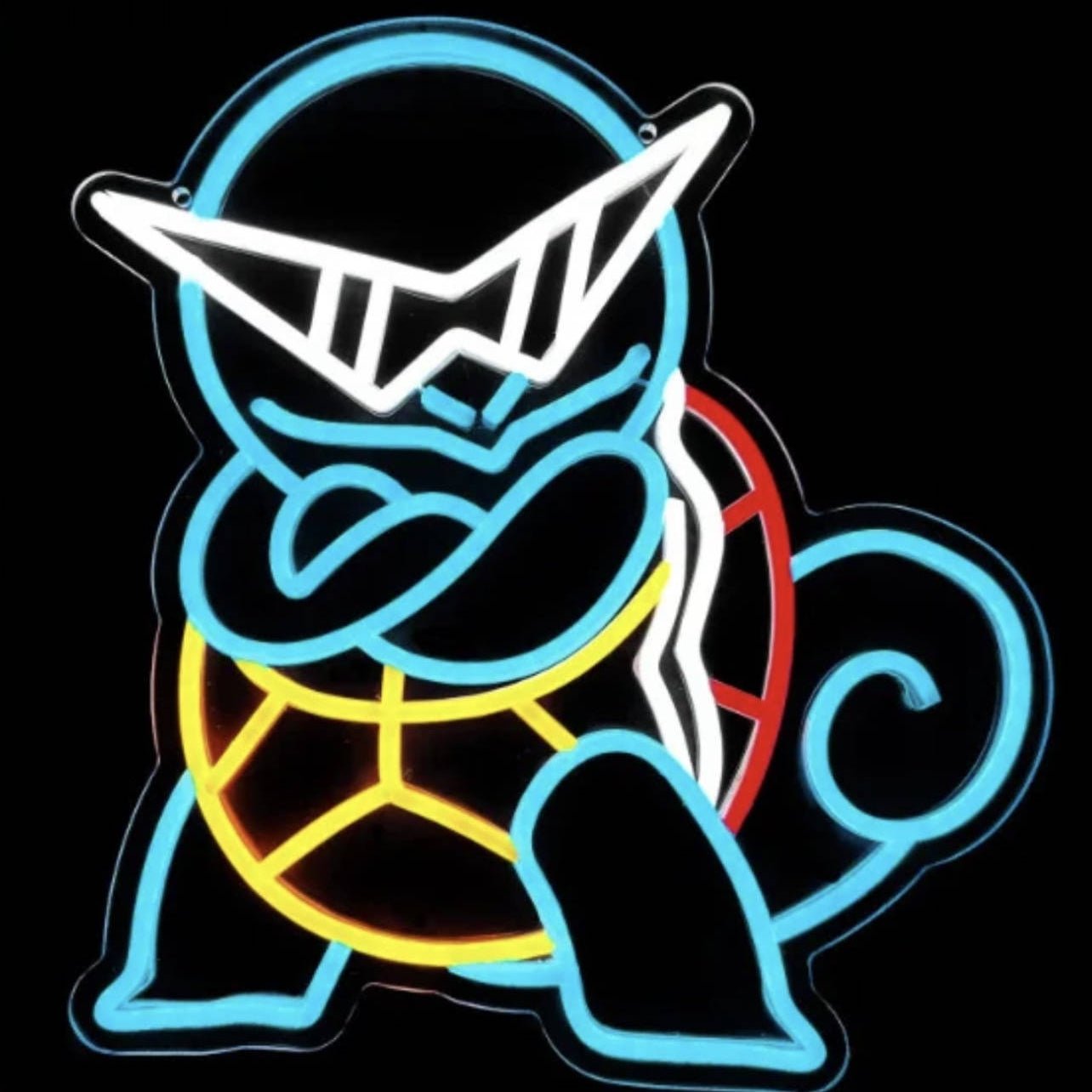 LED Neon Gaming Wall Light Signs – Mario, Hello Kitty, Kirby, Arcade & Gamer Controller Room Decor - General Equipment with Squirtle LED Neon Sign 35x32.8cm (13.8