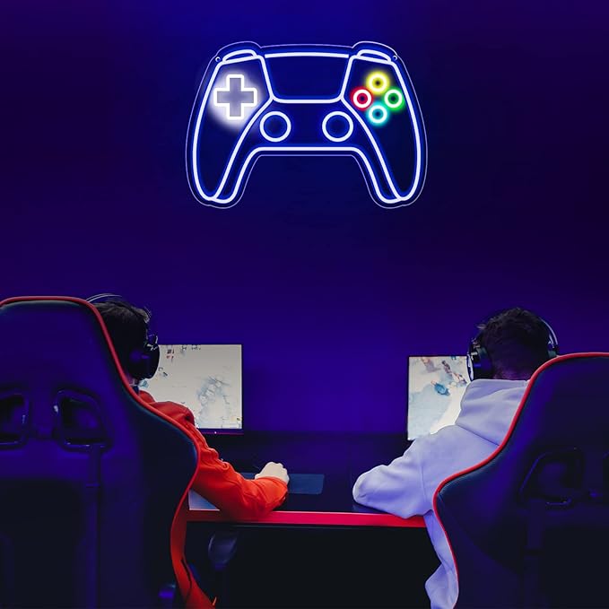 LED Neon Gaming Wall Light Signs – Mario, Hello Kitty, Kirby, Arcade & Gamer Controller Room Decor - General Equipment with Gamer Controller LED Neon Sign 41×28.5cm (16