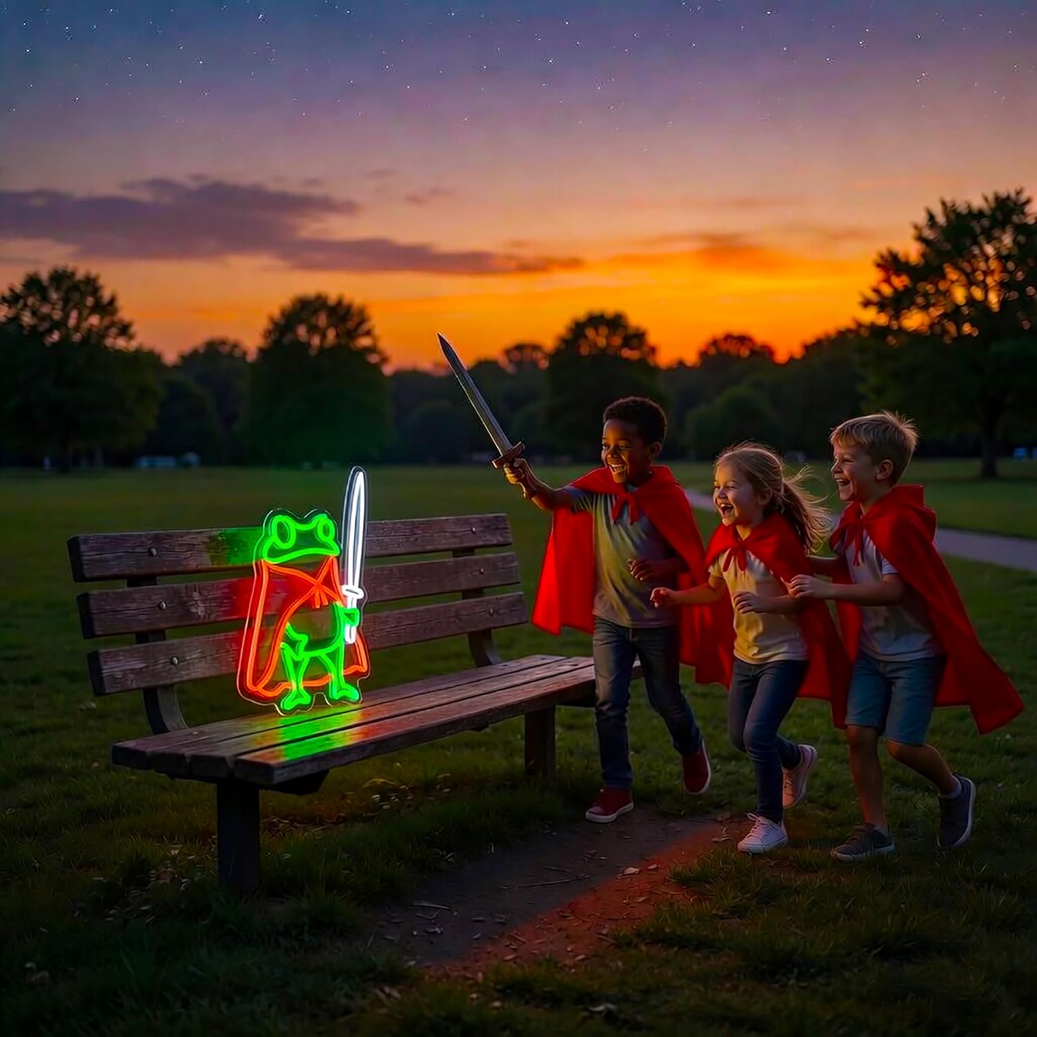LED Neon Gaming Wall Light Signs – Mario, Hello Kitty, Kirby, Arcade & Gamer Controller Room Decor - General Equipment with Frog Knight LED Neon Sign 33×40.3cm (13″×15.9″) | Sold by Uncle Wiener's Wholesale