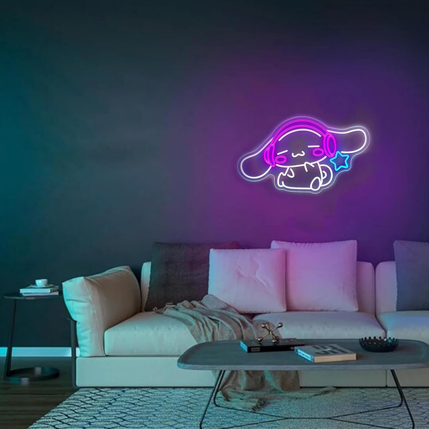 LED Neon Gaming Wall Light Signs – Mario, Hello Kitty, Kirby, Arcade & Gamer Controller Room Decor - General Equipment with Cinnamoroll with headphones LED Neon Sign 43.6×27.5cm (17.2″×10.8″) | Sold by Uncle Wiener's Wholesale
