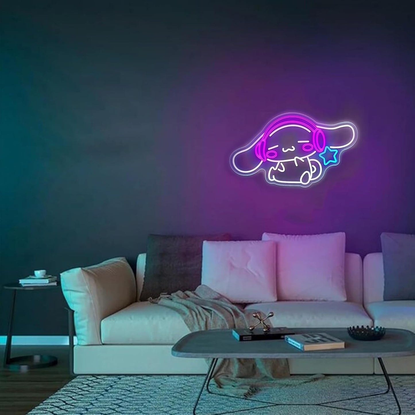 LED Neon Gaming Wall Light Signs – Mario, Hello Kitty, Kirby, Arcade & Gamer Controller Room Decor - General Equipment with Cinnamoroll with headphones LED Neon Sign 43.6×27.5cm (17.2″×10.8″) | Sold by Uncle Wiener's Wholesale