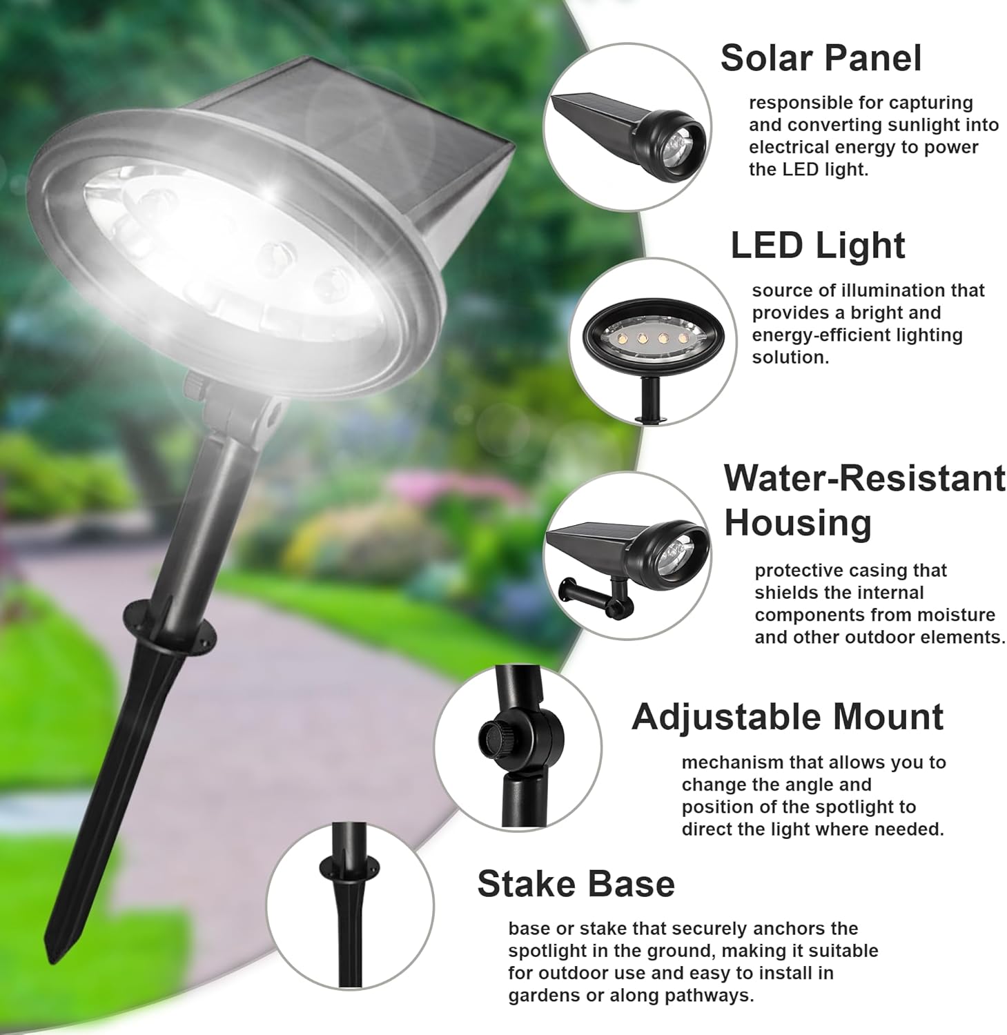 LED Solar Garden Spotlight – Waterproof Outdoor Landscape Light for Yard, Pathway & Garden | 527151 - with | Sold by Uncle Wiener's Wholesale
