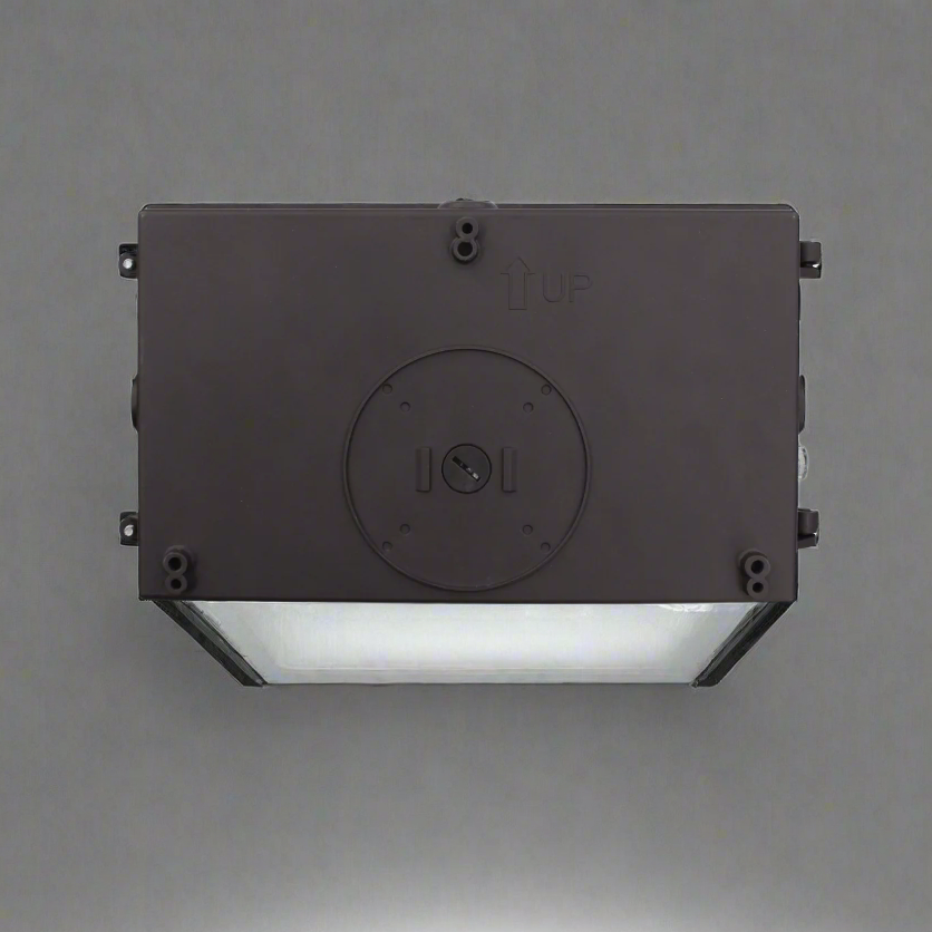 WPXW LED Wall Pack Light – black housing with frosted lens
Industrial-grade outdoor LED wall pack light – 120W model
LED wall light fixture for building security and loading docks