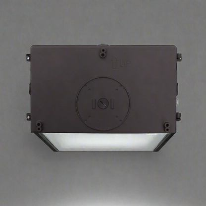 WPXW LED Wall Pack Light – black housing with frosted lens
Industrial-grade outdoor LED wall pack light – 120W model
LED wall light fixture for building security and loading docks