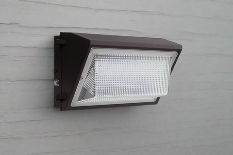 WPXW LED Wall Pack Light – black housing with frosted lens
Industrial-grade outdoor LED wall pack light – 120W model
LED wall light fixture for building security and loading docks