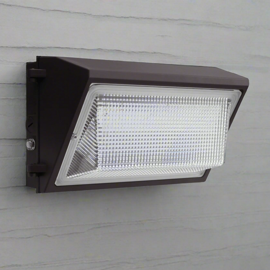 WPXW LED Wall Pack Light – black housing with frosted lens
Industrial-grade outdoor LED wall pack light – 120W model
LED wall light fixture for building security and loading docks