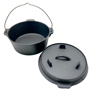 Cast Iron Dutch Oven Hanging Pot 8 Quart Pre-Seasoned Camp Cooking CI8QT