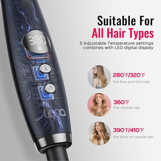 Lena 1.5-Inch Heated Round Brush – Titanium Thermal Styling Brush with Ionic & Infrared Technology, 5 Heat Settings & LED Display - Electronics with | Sold by Uncle Wiener's Wholesale
