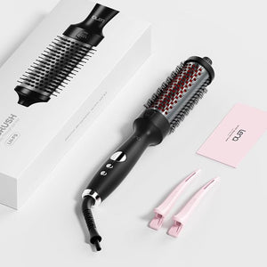 Lena 1.5-Inch Heated Round Brush – Titanium Thermal Styling Brush with Ionic & Infrared Technology, 5 Heat Settings & LED Display