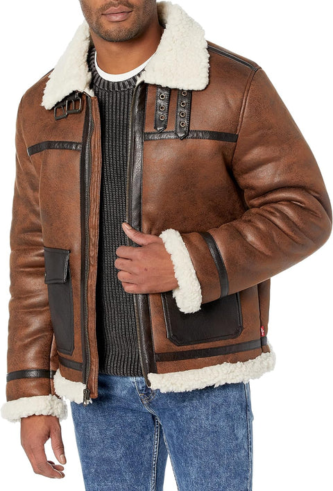 Levi's Men's Faux Shearling Rancher Aviator Jacket, used, size L - with | Sold by Uncle Wiener's Wholesale