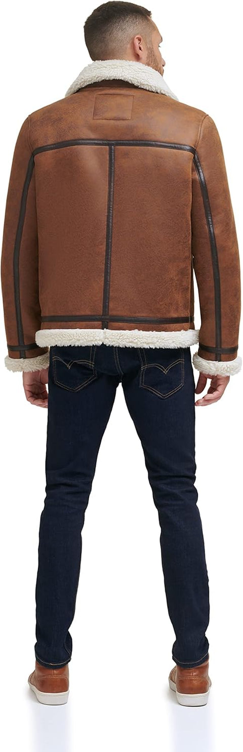 Levi's Men's Faux Shearling Rancher Aviator Jacket, used, size L - with | Sold by Uncle Wiener's Wholesale