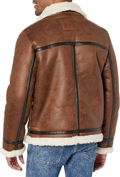 Levi's Men's Faux Shearling Rancher Aviator Jacket, used, size L - with | Sold by Uncle Wiener's Wholesale