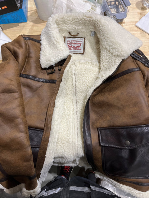 Levi's Men's Faux Shearling Rancher Aviator Jacket, used, size L - with | Sold by Uncle Wiener's Wholesale