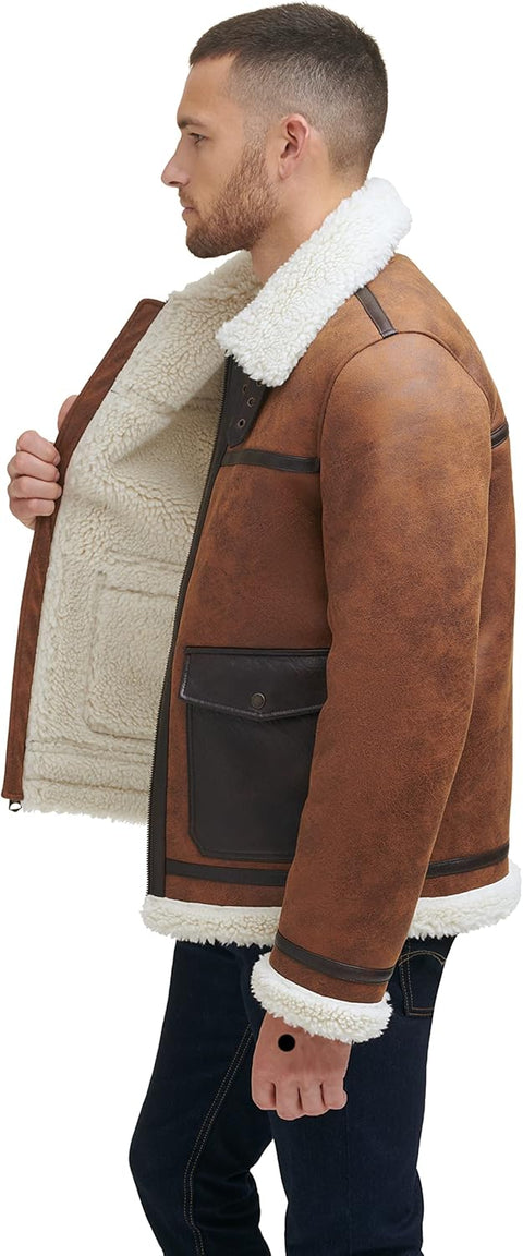 Levi's Men's Faux Shearling Rancher Aviator Jacket, used, size L - with | Sold by Uncle Wiener's Wholesale