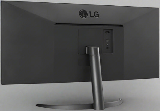 Front view of LG 34” UltraWide monitor showing HDR graphics

Back side of LG 34WQ500-B monitor with VESA mount

LG UltraWide monitor side profile

Multitasking screen with split window feature
