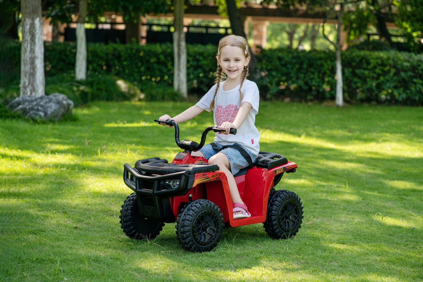 Licensed Arctic Cat 24V Ride - On ATV Quad Bike for Kids | Remote Control, LED Lights, EVA Wheels - with White Arctic Cat ATV | Sold by Uncle Wiener's Wholesale