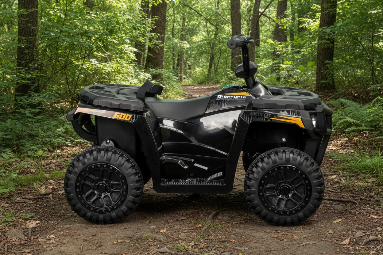 Licensed Arctic Cat 24V Ride - On ATV Quad Bike for Kids | Remote Control, LED Lights, EVA Wheels - with Grey Arctic Cat ATV | Sold by Uncle Wiener's Wholesale