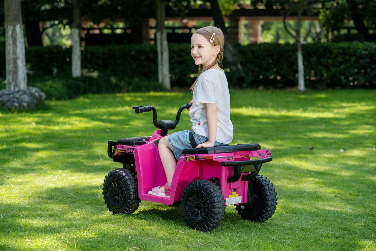 Licensed Arctic Cat 24V Ride - On ATV Quad Bike for Kids | Remote Control, LED Lights, EVA Wheels - with White Arctic Cat ATV | Sold by Uncle Wiener's Wholesale