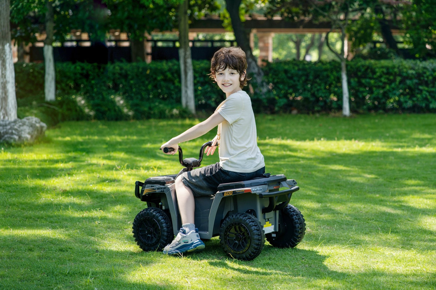 Licensed Arctic Cat 24V Ride - On ATV Quad Bike for Kids | Remote Control, LED Lights, EVA Wheels - with White Arctic Cat ATV | Sold by Uncle Wiener's Wholesale