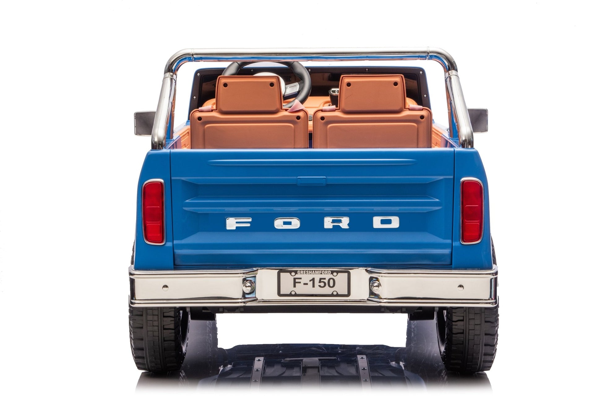 Licensed Ford F-150 24V Kids Ride-On Truck with Remote Control, Leather Seat, EVA Wheels & 150W Brushless Motor - with Blue | Sold by Uncle Wiener's Wholesale