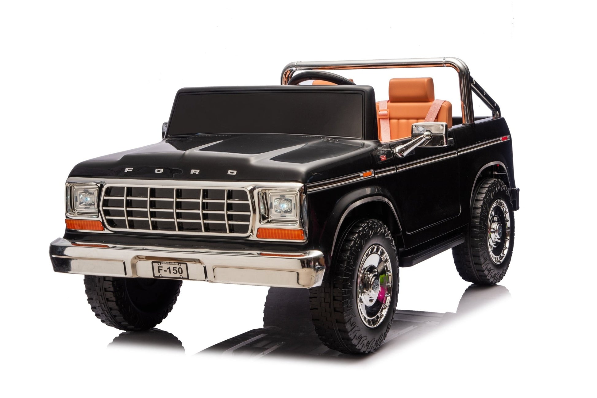 Licensed Ford F-150 24V Kids Ride-On Truck with Remote Control, Leather Seat, EVA Wheels & 150W Brushless Motor - with Black | Sold by Uncle Wiener's Wholesale