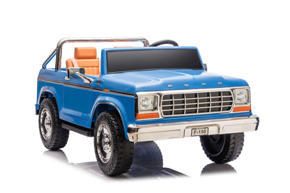 Licensed Ford F-150 24V Kids Ride-On Truck with Remote Control, Leather Seat, EVA Wheels & 150W Brushless Motor - with Blue | Sold by Uncle Wiener's Wholesale
