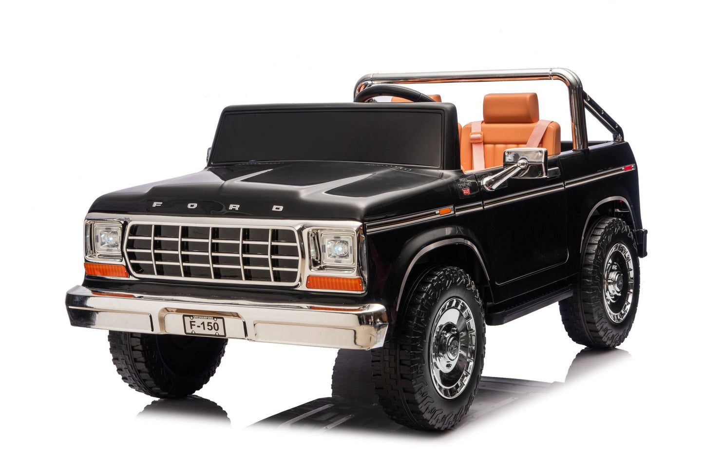 Licensed Ford F-150 24V Kids Ride-On Truck with Remote Control, Leather Seat, EVA Wheels & 150W Brushless Motor - with Black | Sold by Uncle Wiener's Wholesale