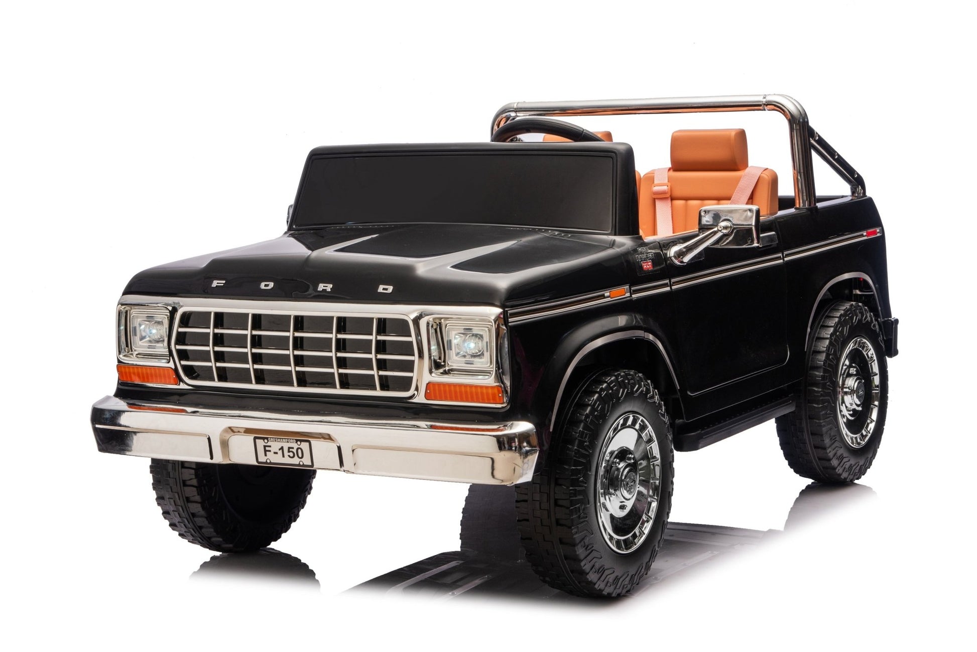 Licensed Ford F-150 24V Kids Ride-On Truck with Remote Control, Leather Seat, EVA Wheels & 150W Brushless Motor - with Black | Sold by Uncle Wiener's Wholesale
