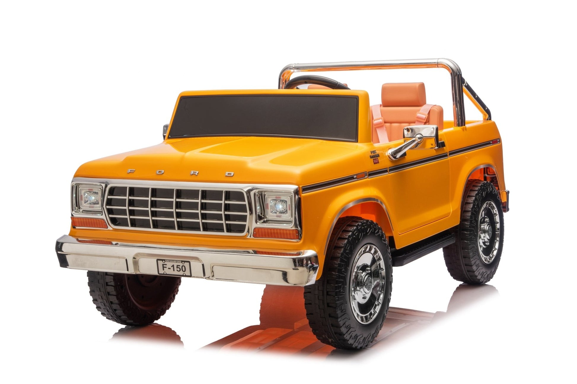 Licensed Ford F-150 24V Kids Ride-On Truck with Remote Control, Leather Seat, EVA Wheels & 150W Brushless Motor - with Red | Sold by Uncle Wiener's Wholesale