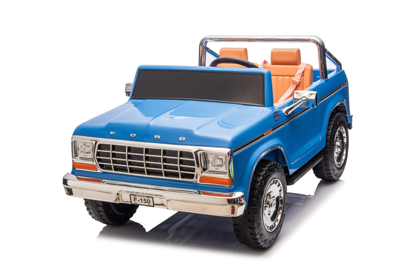 Licensed Ford F-150 24V Kids Ride-On Truck with Remote Control, Leather Seat, EVA Wheels & 150W Brushless Motor - with Blue | Sold by Uncle Wiener's Wholesale