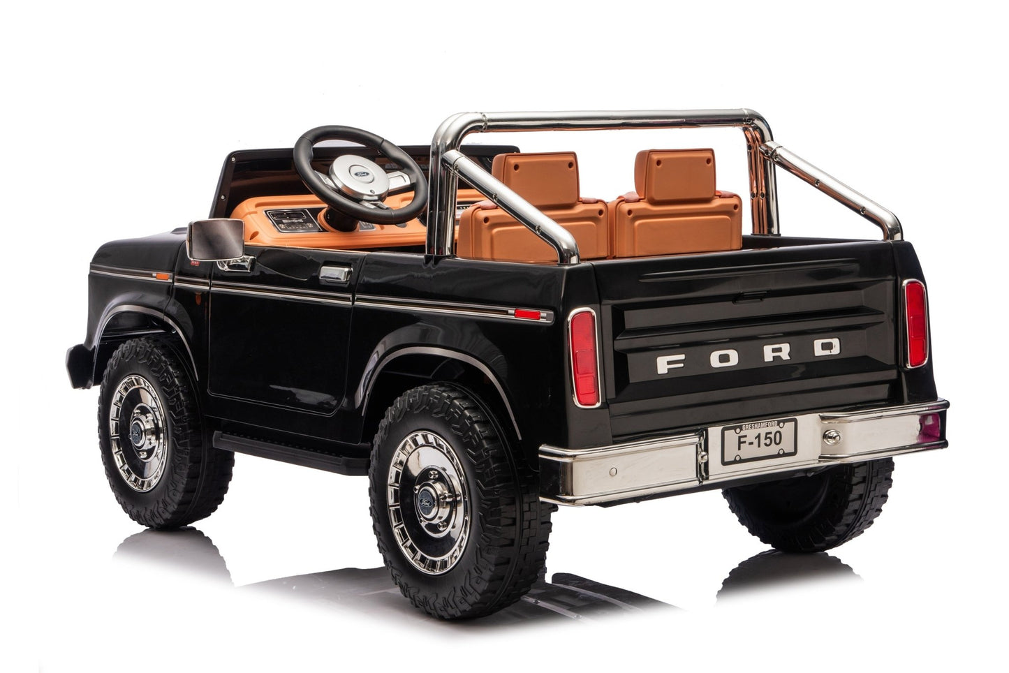 Licensed Ford F-150 24V Kids Ride-On Truck with Remote Control, Leather Seat, EVA Wheels & 150W Brushless Motor - with Black | Sold by Uncle Wiener's Wholesale