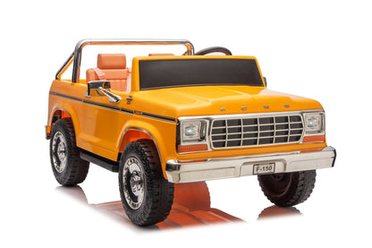Licensed Ford F-150 24V Kids Ride-On Truck with Remote Control, Leather Seat, EVA Wheels & 150W Brushless Motor - with Yellow | Sold by Uncle Wiener's Wholesale