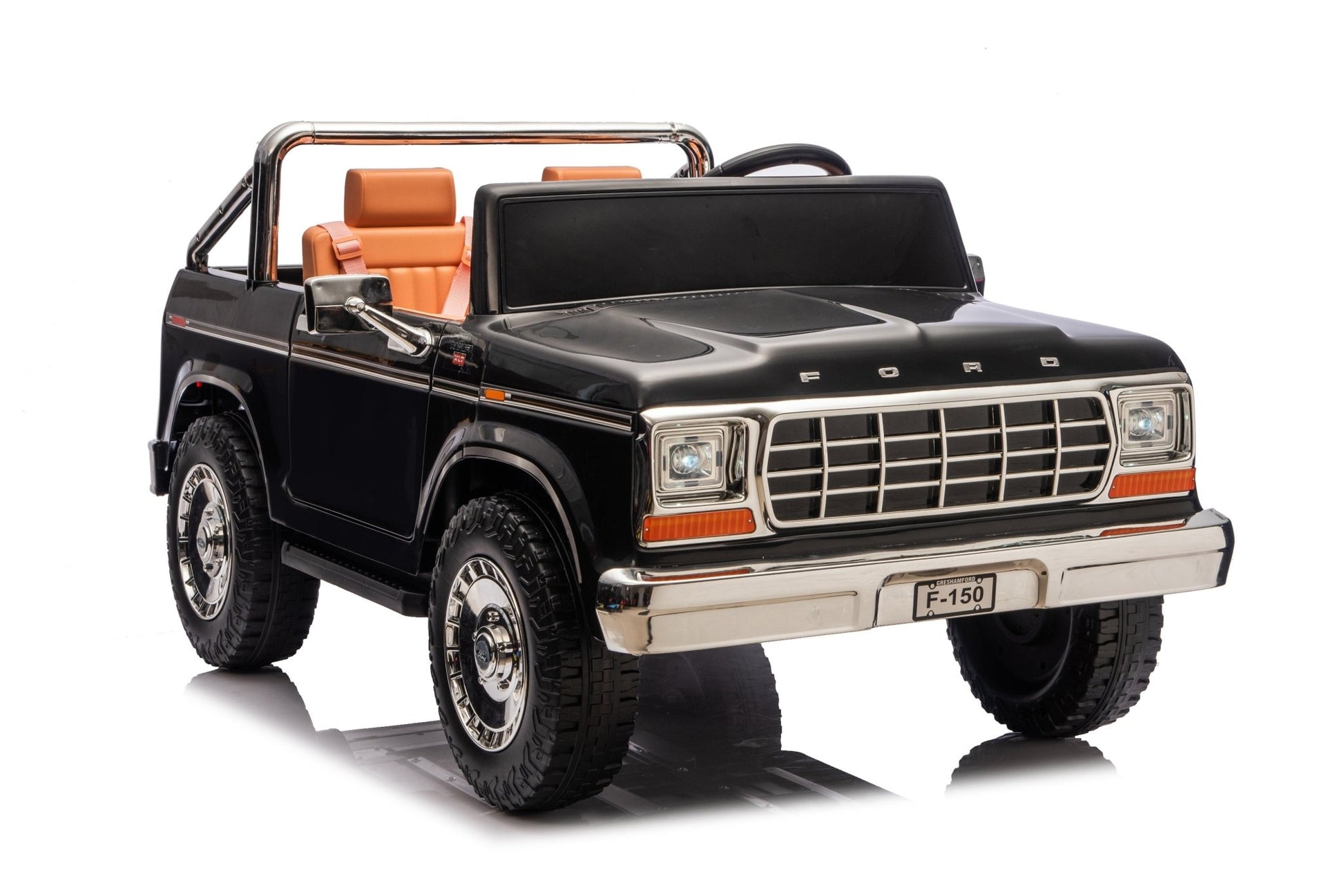 Licensed Ford F-150 24V Kids Ride-On Truck with Remote Control, Leather Seat, EVA Wheels & 150W Brushless Motor - with Black | Sold by Uncle Wiener's Wholesale