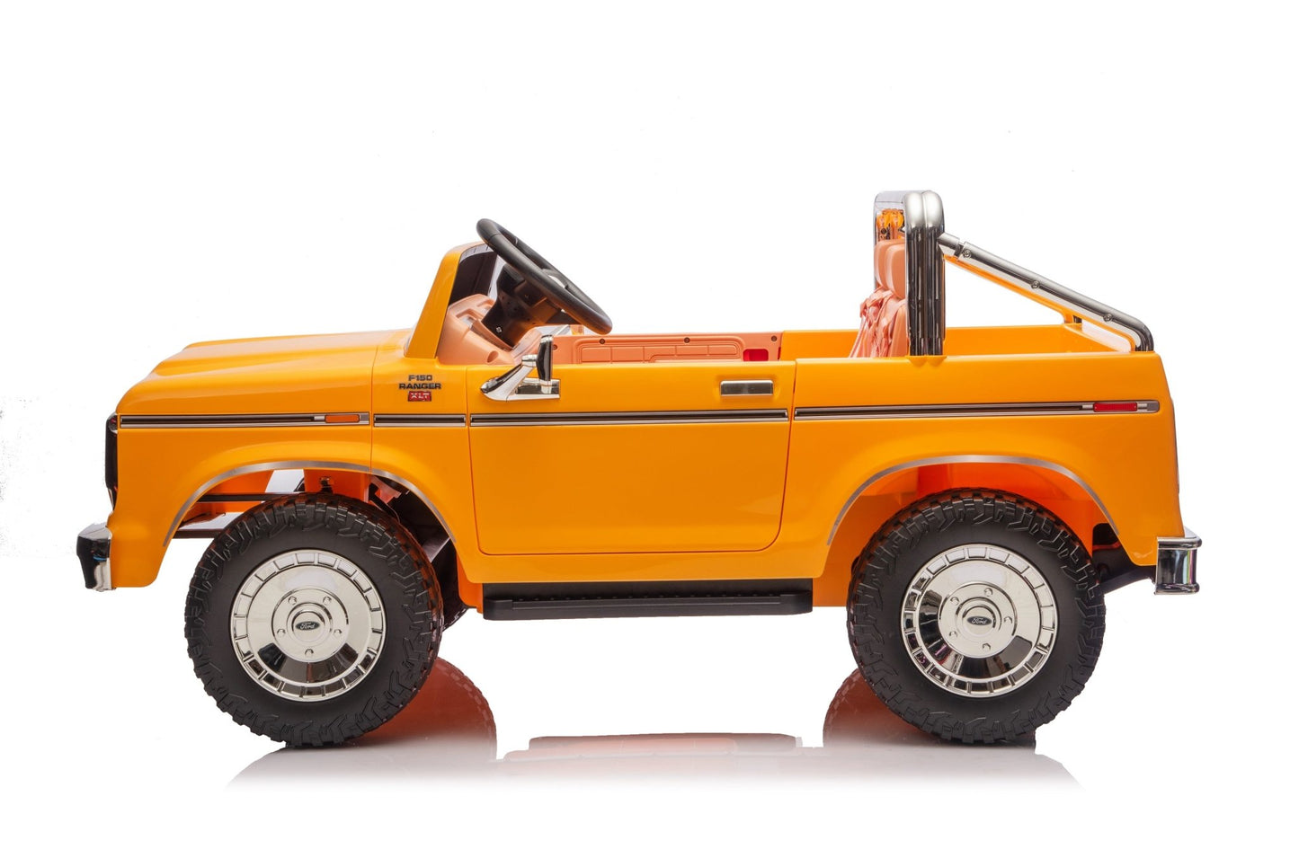 Licensed Ford F-150 24V Kids Ride-On Truck with Remote Control, Leather Seat, EVA Wheels & 150W Brushless Motor - with Yellow | Sold by Uncle Wiener's Wholesale