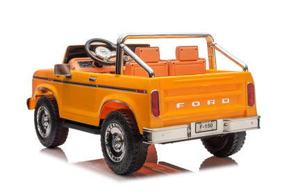 Licensed Ford F-150 24V Kids Ride-On Truck with Remote Control, Leather Seat, EVA Wheels & 150W Brushless Motor - with Yellow | Sold by Uncle Wiener's Wholesale
