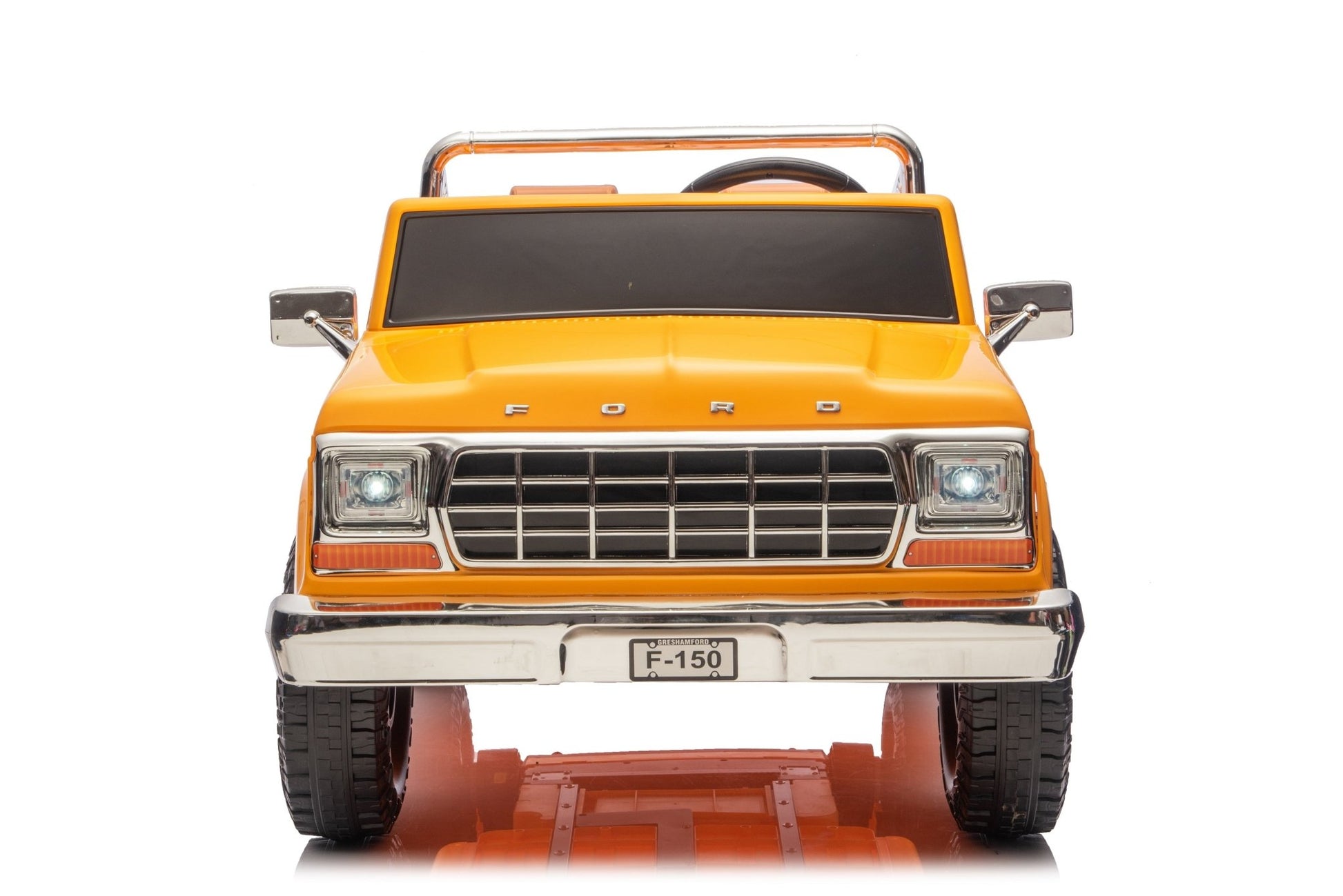 Licensed Ford F-150 24V Kids Ride-On Truck with Remote Control, Leather Seat, EVA Wheels & 150W Brushless Motor - with Yellow | Sold by Uncle Wiener's Wholesale