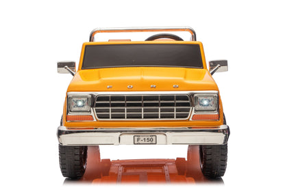 Licensed Ford F-150 24V Kids Ride-On Truck with Remote Control, Leather Seat, EVA Wheels & 150W Brushless Motor - with Yellow | Sold by Uncle Wiener's Wholesale