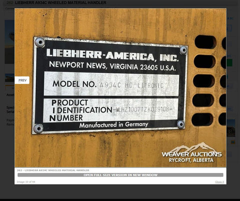 Liebherr A934C Wheeled Material Handler – 2008 (Logging Spec) | Equipment Part - Out | Used OEM Liebherr Parts - with | Sold by Uncle Wiener's Wholesale