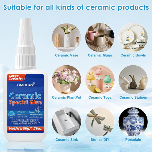 LifeisLuck 50 g Ceramic Glue – Clear Waterproof Porcelain and Pottery Repair Adhesive - General Equipment with | Sold by Uncle Wiener's Wholesale