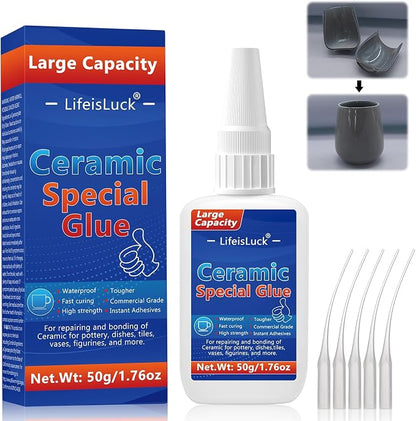 LifeisLuck 50 g Ceramic Glue – Clear Waterproof Porcelain and Pottery Repair Adhesive - General Equipment with | Sold by Uncle Wiener's Wholesale