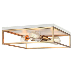 Light and Modern Brianna 12-Inch Square Flush Mount Ceiling Light – Matte White & Brushed Gold 2-Light Fixture