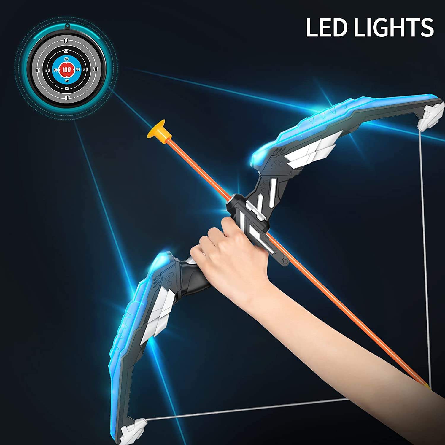 Light Up Bow And Arrow Set Kids LED Archery Toy With Targets CPS269925 - with | Sold by Uncle Wiener's Wholesale