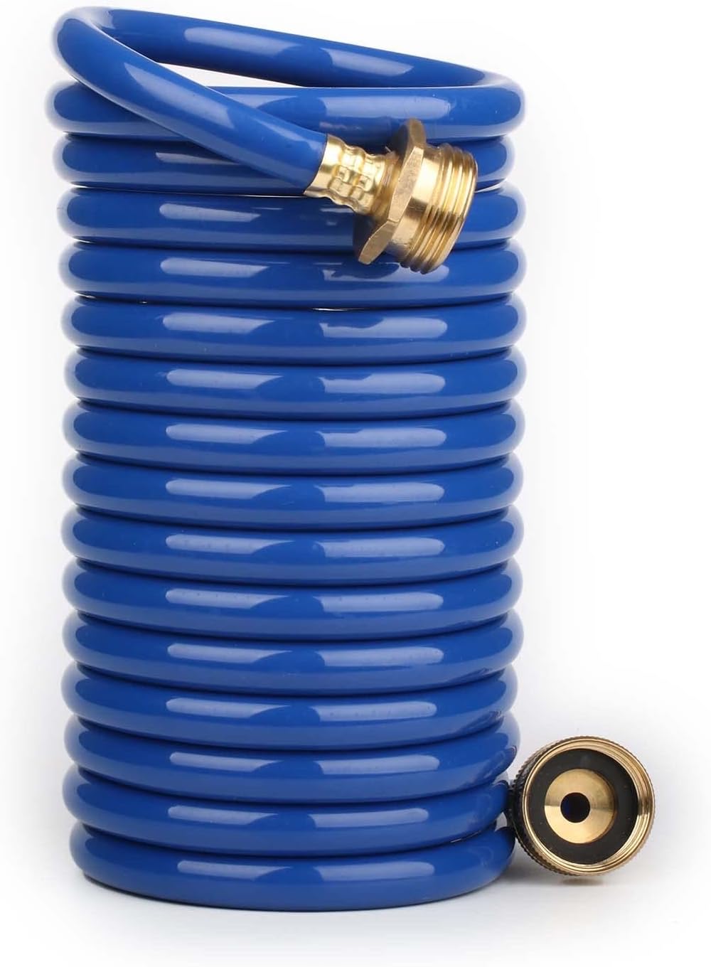 Lightweight EVA Coil 15 FT Flexible Garden Hose for Outdoor Watering, Patio, and RV Use – GH15C - with | Sold by Uncle Wiener's Wholesale